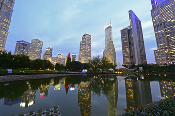 Obraz premium Shanghai world financial center skyscrapers
