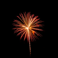 Fireworks Five - Five Fireworks Blast at 4th of July celebration in the United States  - Vibrant color effect
