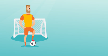 Young caucasian football player with a ball. © Visual Generation