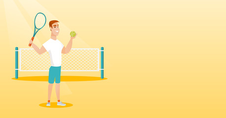 Young caucasian tennis player.