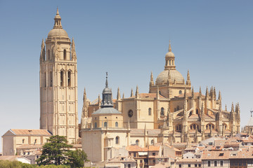 Fototapeta na wymiar Segovia Cathedral closeup 