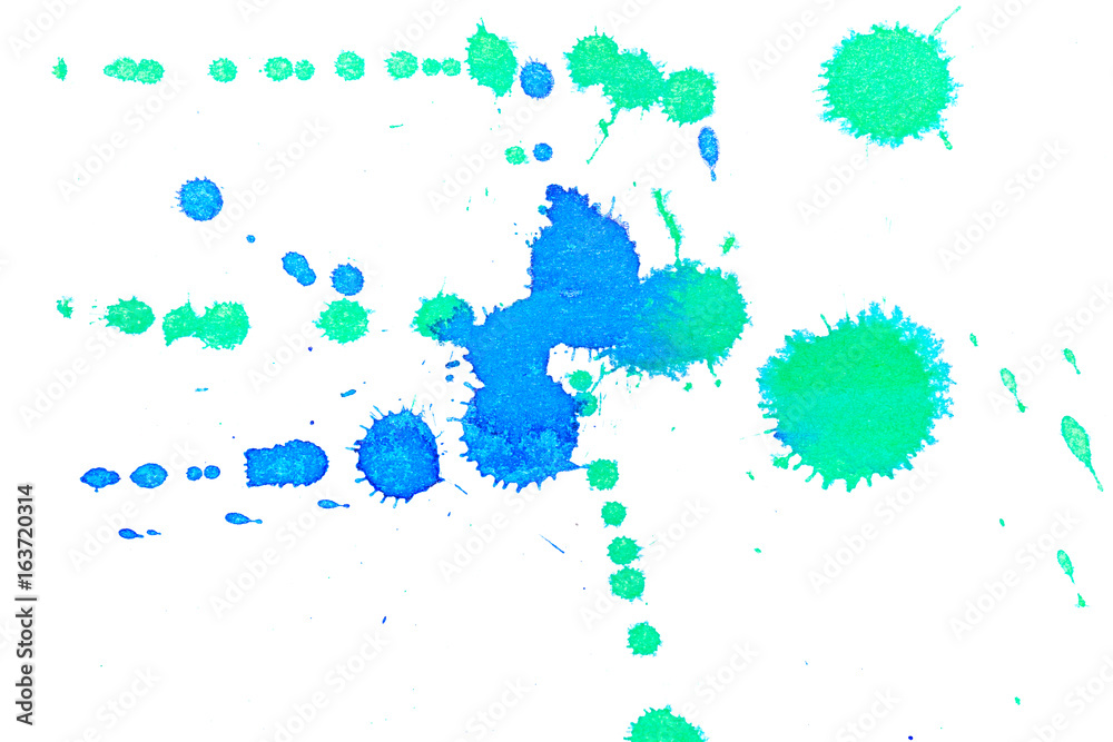 Wall mural Abstract blue green ink splash