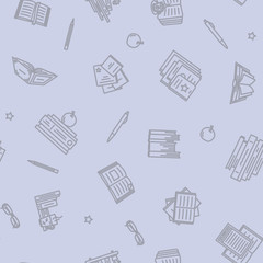 Thin lined book seamless pattern.