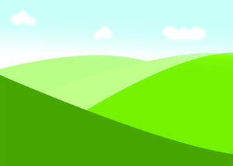 Obraz premium Green Hills Blue Sky Vector Background
