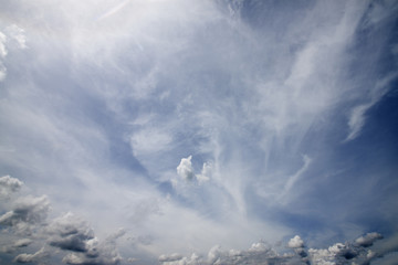 Moving of white cloud on blue sky.
