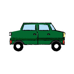 green car sedan cartoon vehicle transport