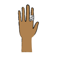 human hand with finger bandage medical