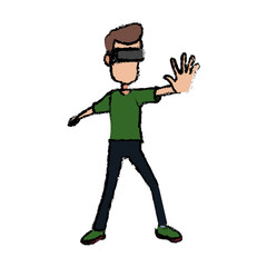 guy character wearing vr headset standing