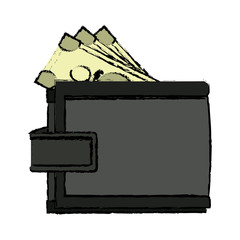 cartoon wallet banknote money safe icon