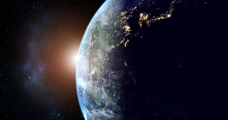 planet earth with sunrise in the space - Asta - elements of this image furnished by NASA