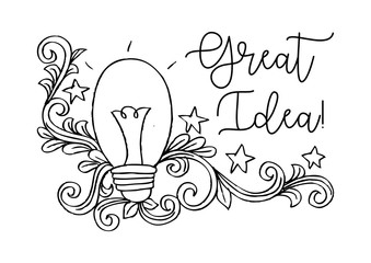 Great Idea LIghtbulb. Sketchy style.