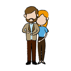 couple father and mother together hugging