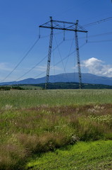 High voltage power lines in Plana mountain, Bulgaria