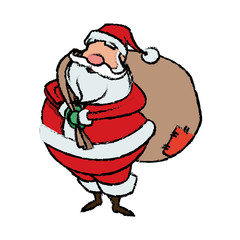 cartoon santa claus with big bag gifts for your christmas
