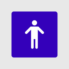 Human male sign icon. Male toilet. Flat style. A gender symbol is a pictogram used to represent either biological sex.