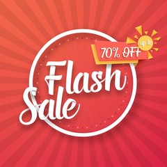 Illustration of Flash Sale Vector Poster with Sunburs Lines on Background. Bright Sale Flyer Template
