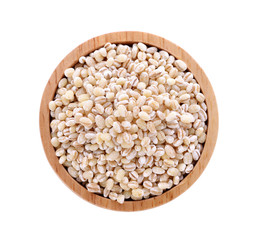 barley grain seed on wooden bowl background