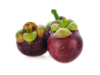 Mangosteen isolated on white background.