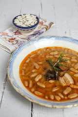 Stew of beans with chorizo and pork
