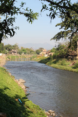 River view in the morning, Pai River, Pai, Mae Hong Son, Northern Thailand.