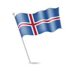 Flag of Iceland on the flagstaff. Vector illustration