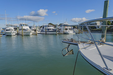 Fototapeta premium Big Game Fishing boats moored on marina Whitianga, Coromandel New Zealand