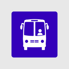 Bus icon. Schoolbus symbol. International tourist traffic. Comfortable vehicles.