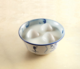 Asian food glutinous rice ball with soy milk