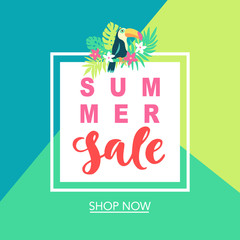 Summer Sale Tropical Banner Template Background