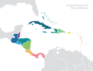 Central America and the Caribbean map