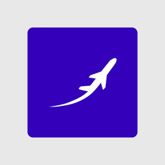 Airplane flight tickets air fly travel takeoff silhouette element. Plane symbol. Travel icon. Flat design.
