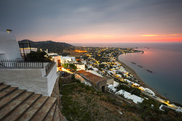 View of Molos village from Chora, Skyros island, Greece.
