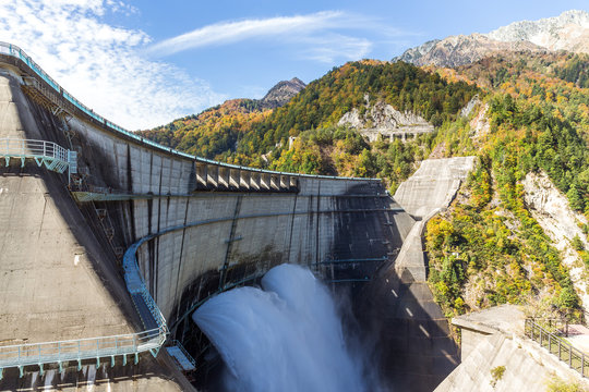 Discharge water from kurobe dam