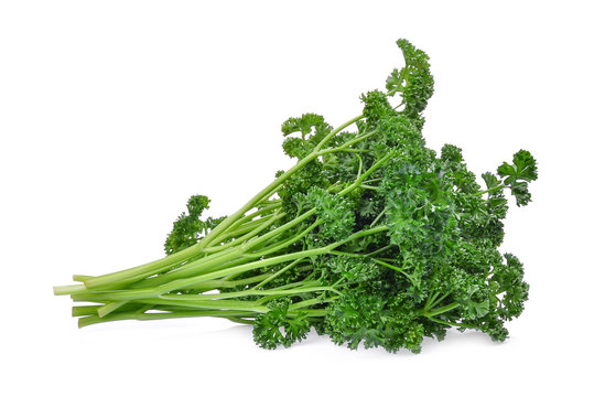 green fresh parsley healthy vegetables isolated on white background