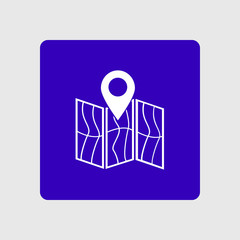 Map icon. Location symbol. Flat design style.