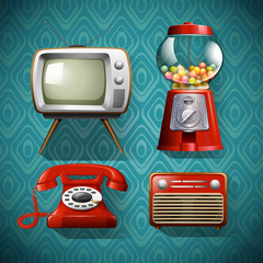 Vintage items on blue background