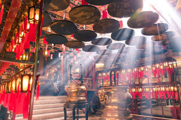 Central, Hong Kong, 10 May 2017 -: Interior lanterns of the Man Mo Temple in Hong kong