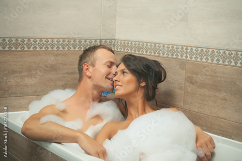 Bath Room Porn - Happy young couple in bathroom. Bathroom couple. Sex photo ...