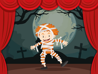 Boy in zombie costume on stage