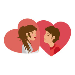 heart with couple in love icon over white background colorful designvector illustration