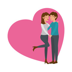 heart with couple in love icon over white background colorful designvector illustration