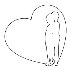 heart with couple in love icon over white background vector illustration