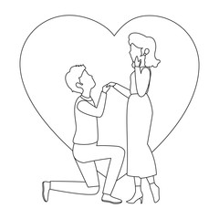heart with couple in love icon over white background vector illustration