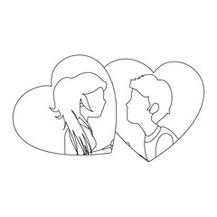 heart with couple in love icon over white background vector illustration