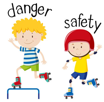 Opposite wordcard for danger and safety