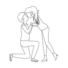 Couple of lovers kissing icon over white background vector illustration
