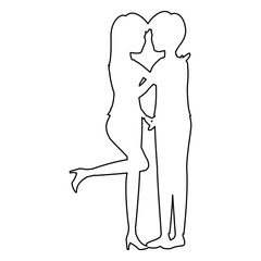 silhouette of couple in love icon over white background vector illustration