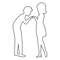 silhouette of couple in love icon over white background vector illustration