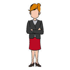 business woman character standing people