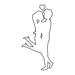 silhouette of couple in love icon over white background vector illustration